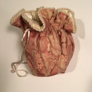 Fancy Pink Brocade Jewelry Travel Pouch